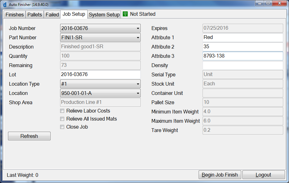 Deacom AutoFinisher in Setup 