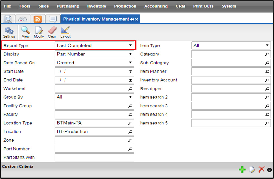 Cycle counting reporting options within DEACOM ERP software
