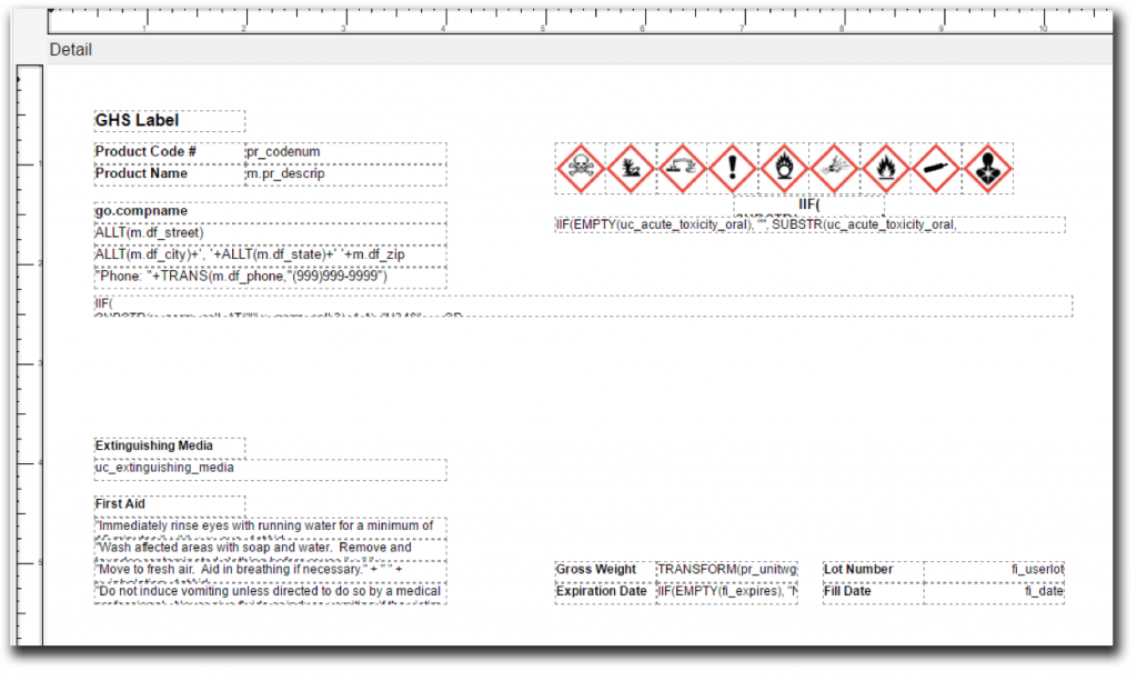 GHS Form Design in DEACOM ERP